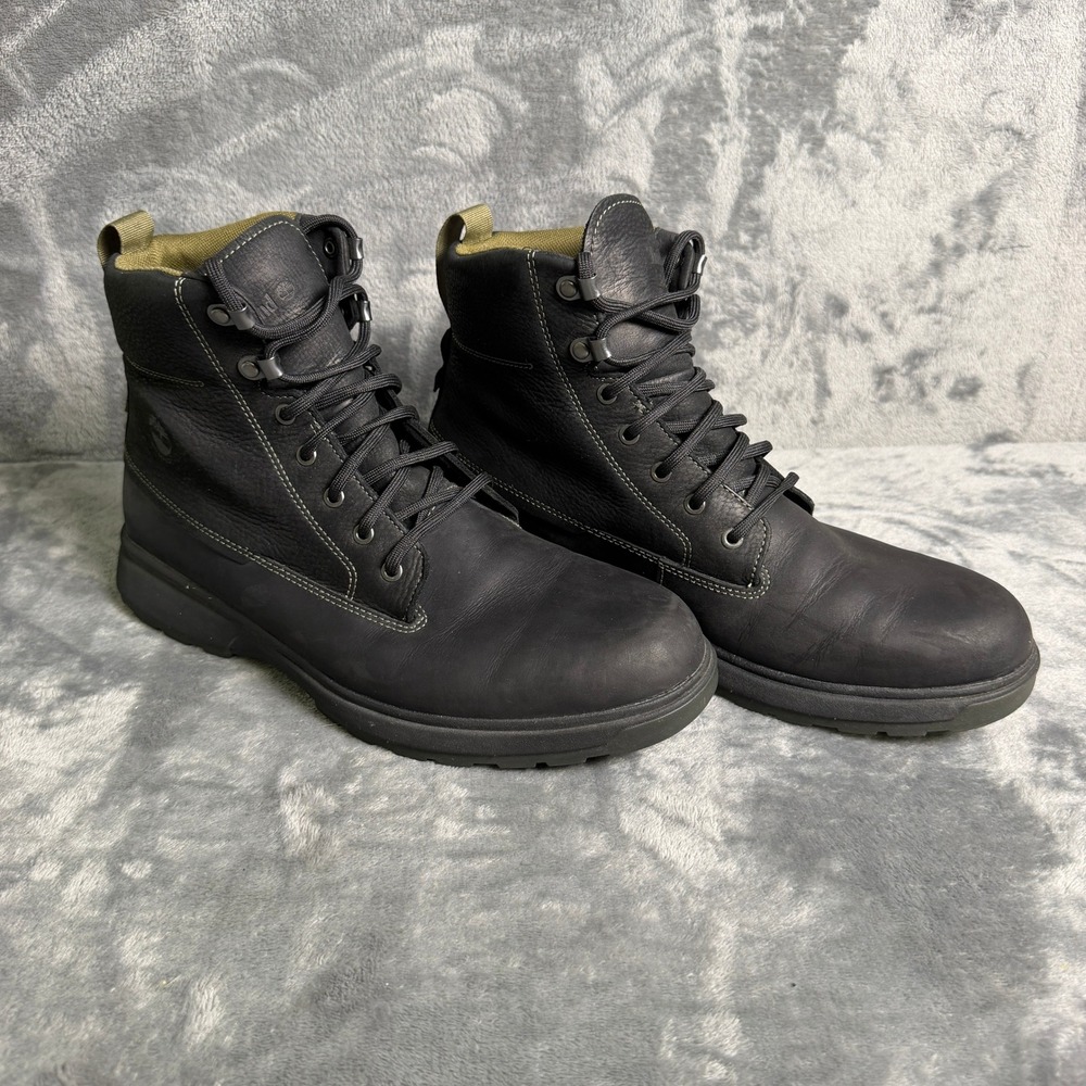 Timberland Mens SZ 9.5 Atwells Waterproof Black Green Leather Rebotl A43UN Boots